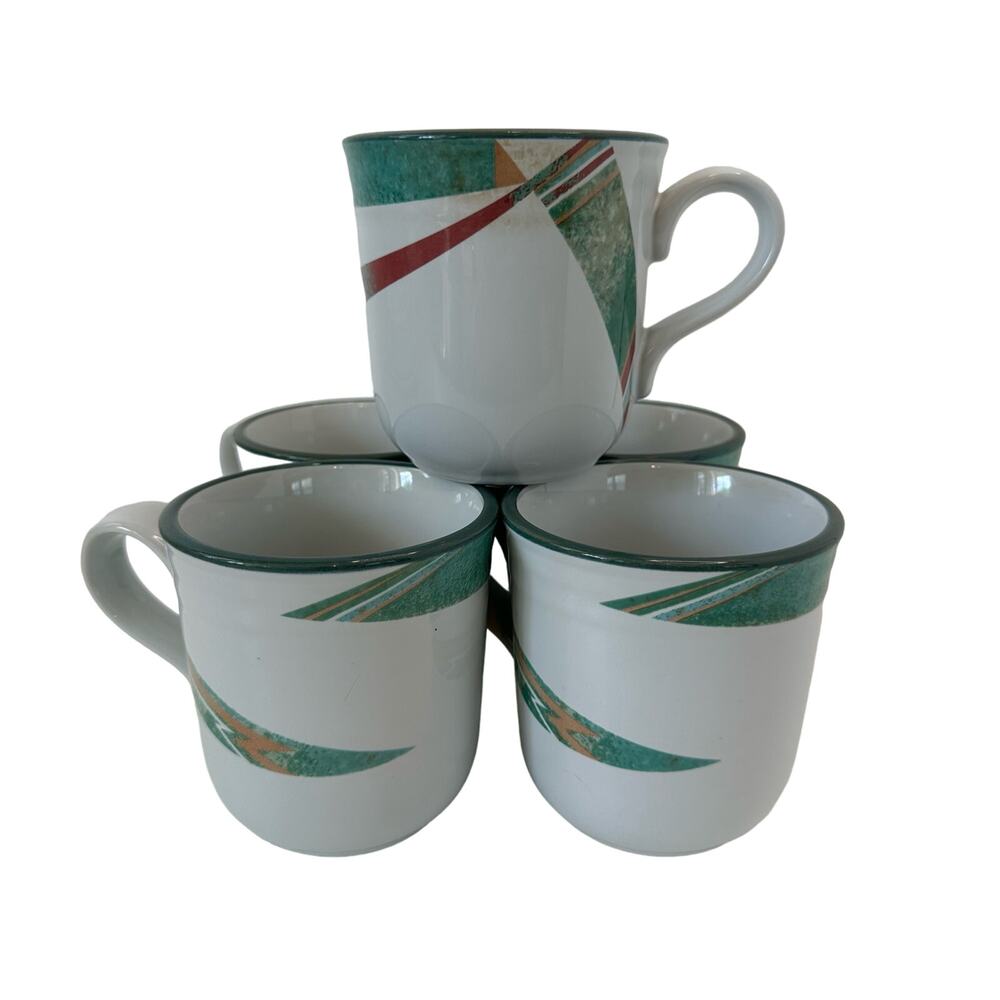 Vintage Noritake Coffee Mugs in New West Pattern Set of 5